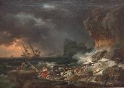 Sturmische See mit Schiffswracks Emile Jean Horace Vernet